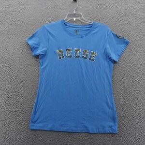 WNBA FISLL Angel Reese 5 Basketball TShirt Womens NWT Size‎ L Blue Short Sleeve